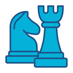 Chesspieces Icon In Blue Monochrome Flat Design, Vector Illustration
