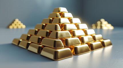 gold bars on white background
