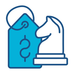 Price Icon In Blue Monochrome Flat Design, Vector Illustration