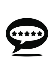 Five star rating inside speech bubble icon