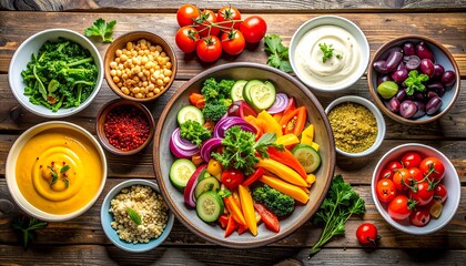 Colorful Vegetarian Platter of Fresh Foods.