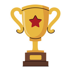 Shiny Golden Award Trophy Featuring a Red Star Emblem for Victory and Achievement Illustration