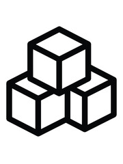 Stack of three white sugar cubes icon