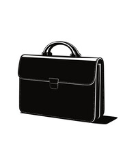 Classic black leather briefcase with handle and latch