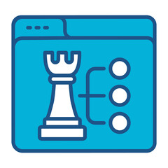 Digital Strategy Icon In Blue Monochrome Flat Design, Vector Illustration