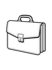Classic briefcase outline drawing isolated on white background