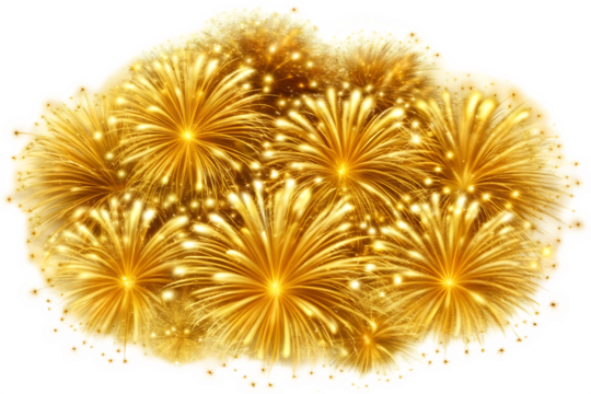 Golden fireworks isolated on a transparent background.PNG