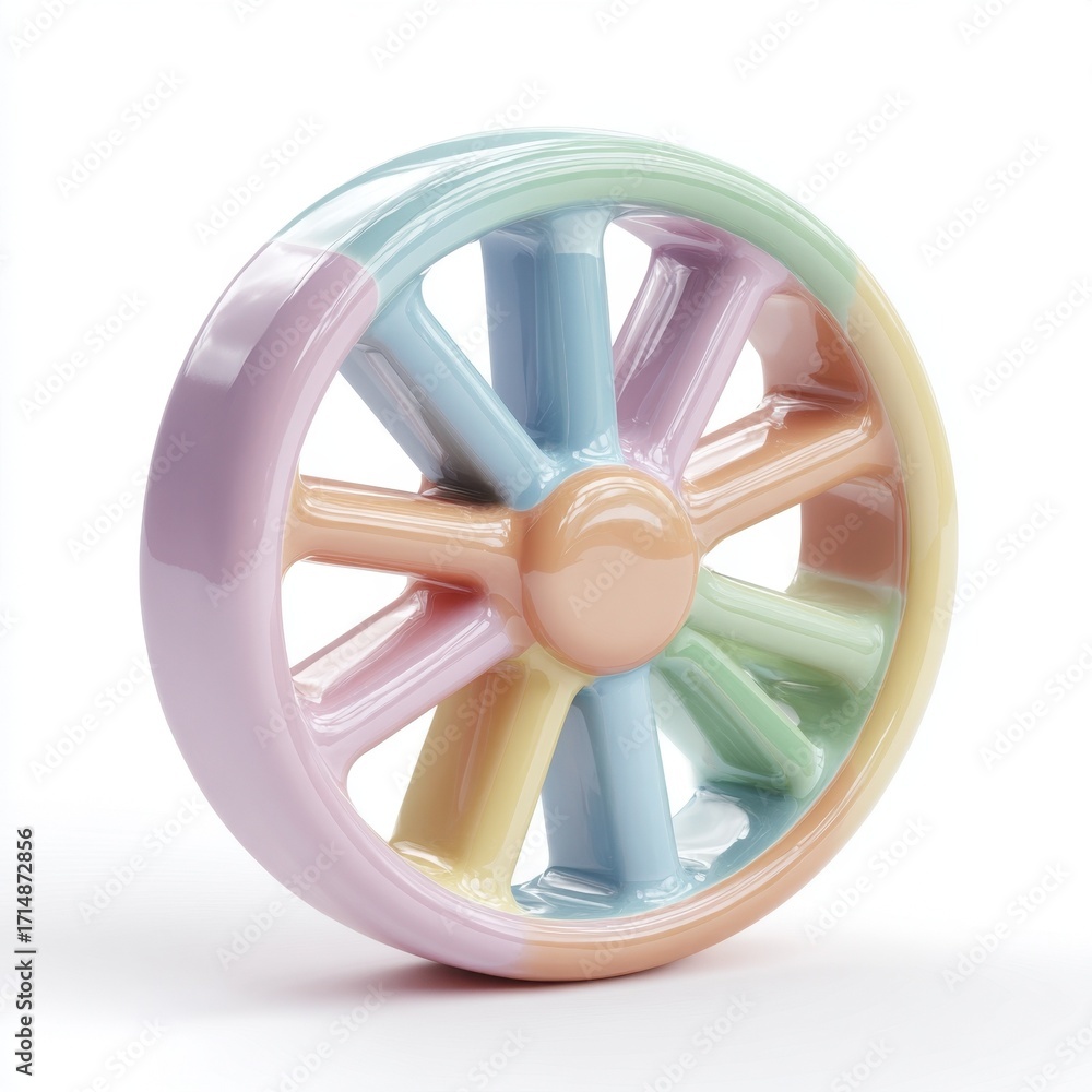 Poster pastel colored wheel design element 3d render abstract graphic background