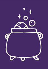Illustration Hand Draw Doodle Witch Halloween Cauldron with Spell Magic Potion