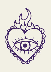 Illustration Hand Draw Doodle Mexican Sacred Heart