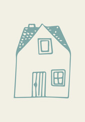 Illustration Hand Draw Cozy Doodle Lovely House