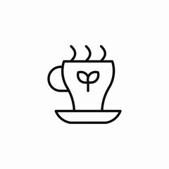 hot beverage in a cup with leaf design icon sign vector