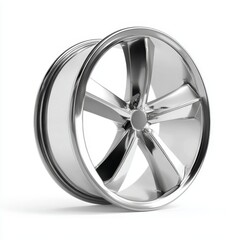Obraz premium Shiny Chrome Alloy Wheel Design for Modern Cars Automotive Part