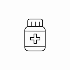 medicine bottle plus icon sign vector