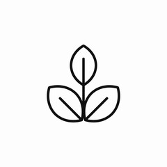 three connected leaves plant icon sign vector