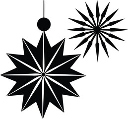 Obraz premium Two Black Starburst Ornaments christmas decoration