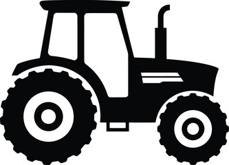 Obraz premium Tractor Icon in Black Silhouette Representing Agriculture and Farming Equipment