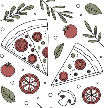 Seamless floral pattern with cherry and fresh fruit vector illustration for summer food wallpaper design