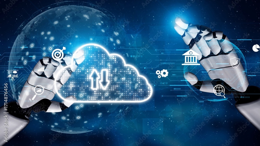 Poster cloud computing, cloud strategy, and cloud technology transforming digital infrastructure with scala