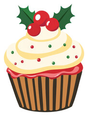 PNG Christmas cupcake illustration christmas dessert.