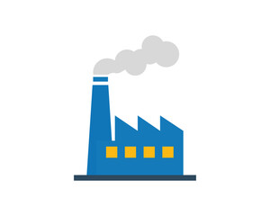 Blue factory with smoke stack illustration
