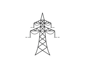 Black and white electric pylon illustration