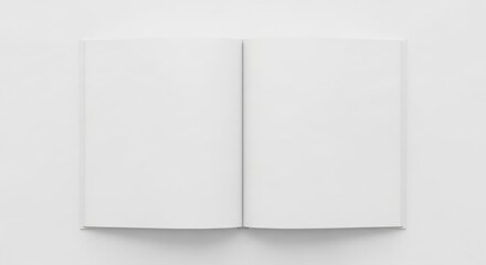 Fototapeta premium A simple white open book lying on a white surface in a studio shot with soft lighting effect