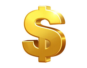 Fototapeta premium Classic Golden Dollar Symbol with Shadows Isolated 