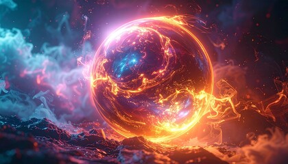 Obraz premium A creative background of a glowing, abstract energy orb.
