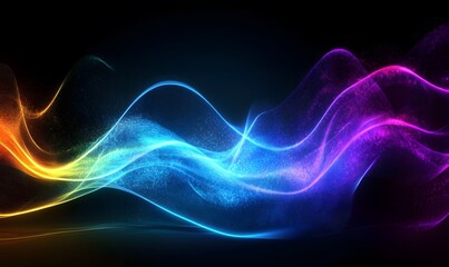 tunning abstract design featuring flowing waves of vibrant colors with black background