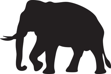 Old Adult Elephant Walking Silhouette | Elephant Vector & Illustration