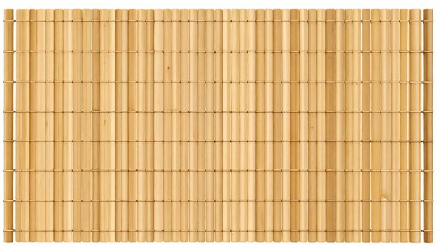 A close-up view of a light beige bamboo mat, showcasing its regular grid pattern and natural texture.