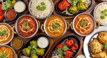 Exquisite Indian Cuisine Full Meal Feast Delicacies and Traditional Dishes