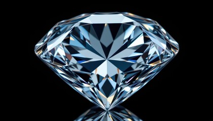 Closeup Sparkling Cut Gemstone Black Background
