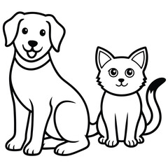 Charming collection of dog and cat illustrations for pet lovers and animal enthusiasts