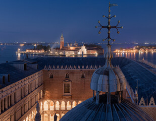 Night view from Basilica di San Marco, Venice, Abbazia di San Giorgio Maggiore