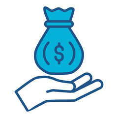 Fototapeta premium Revenue Icon In Blue Monochrome Flat Design, Vector Illustration