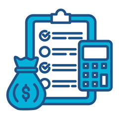 Financial Icon In Blue Monochrome Flat Design, Vector Illustration