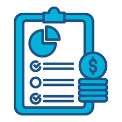 Expense Icon In Blue Monochrome Flat Design, Vector Illustration