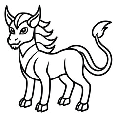 Whimsical fantasy creature illustration with mythical animal elements and vibrant colors