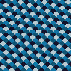Pattern created from rows of overlapping blue and pale grey circles