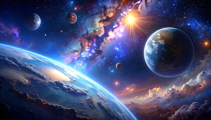 Obraz premium Cosmic Earth's Celestial Panorama