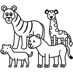 Diverse zoo animal characters collection featuring various species in a vibrant vector set