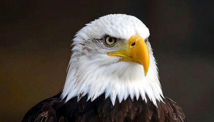 Obraz premium Close-up portrait of a majestic bald eagle, showcasing sharp detail and intense focus.