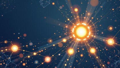 Radiant Light Explosion with Network Connections Darkness