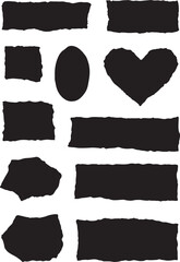 Torn Paper Silhouettes Collection Ripped Shapes Vector Illustration