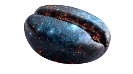 Cosmic coffee bean bursts with starlight, igniting the senses for extraordinary brews and captivating campaigns.