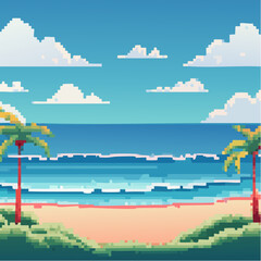 Naklejka premium Pixel Paradise - A Serene Beach Getaway