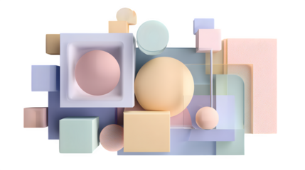 Abstract geometric composition isolated on white background