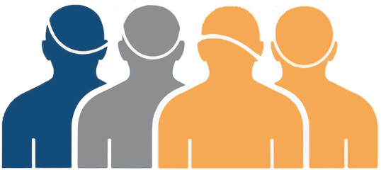 Colorful Stylized Silhouettes of Four Diverse People Viewed from Behind